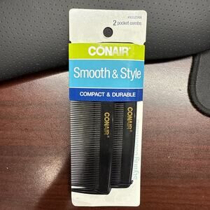 2-Pack Conair Pocket Hair Combs Smooth Style Compact And Durable Travel Size